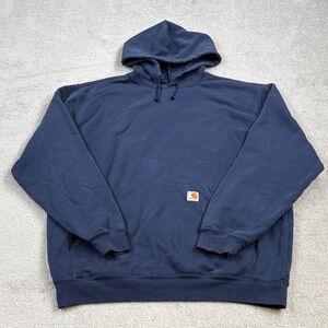 Vintage Navy Blue Carhartt Hoodie Size XL Made in Mexico